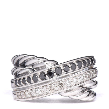 David Yurman Sterling Silver Diamond Black Diamond 11mm Crossover Ring 52 6 1 of 6