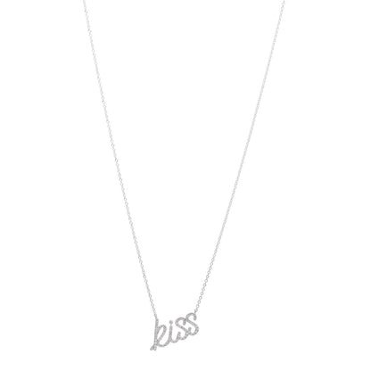 Tiffany 18K White Gold Diamond Small Paloma's Graffiti Kiss Pendant Necklace 1 of 4