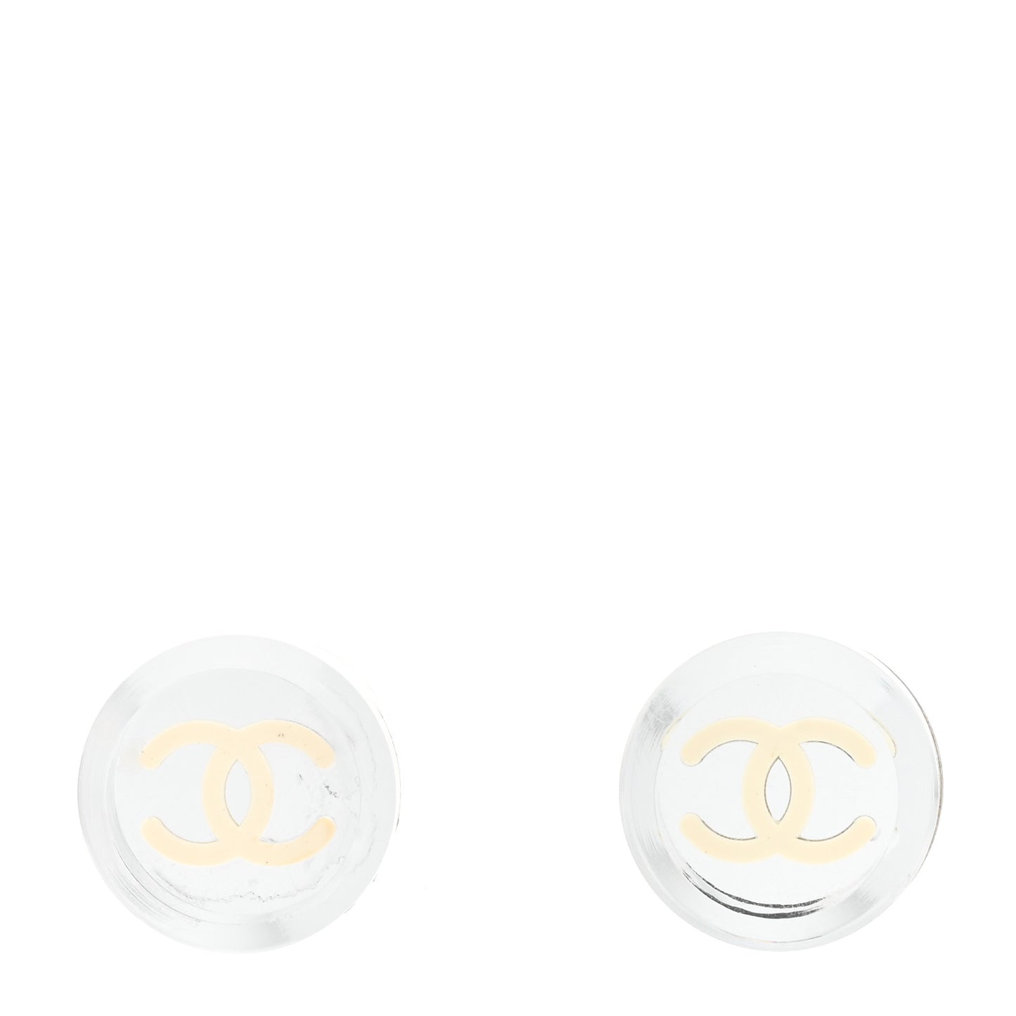 CC Round Earrings Silver White