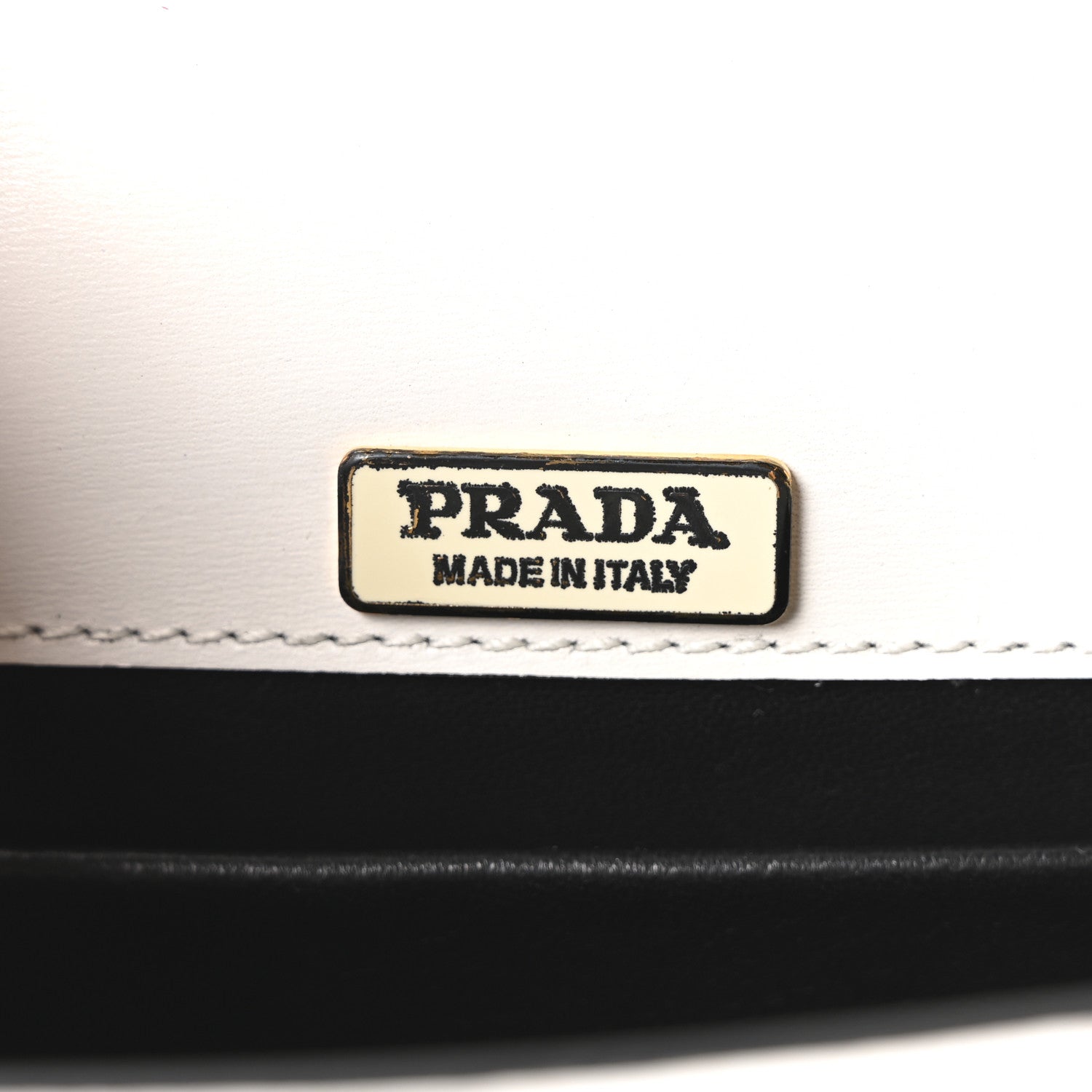 Prada City Calf Striped Pionniere Saddle Bag White Black 6 of 9