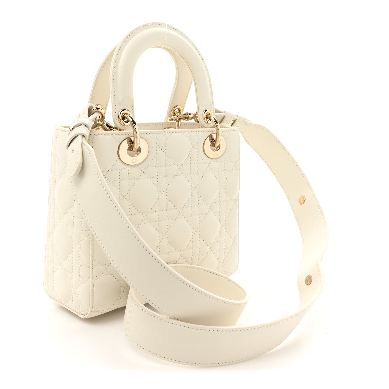 Christian Dior Lambskin Cannage Small Lady Dior White 3 of 10