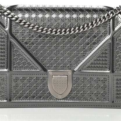 Christian Dior Metallic Patent Micro-Cannage Diorama Wallet on Chain Pouch Onyx Black 9 of 14