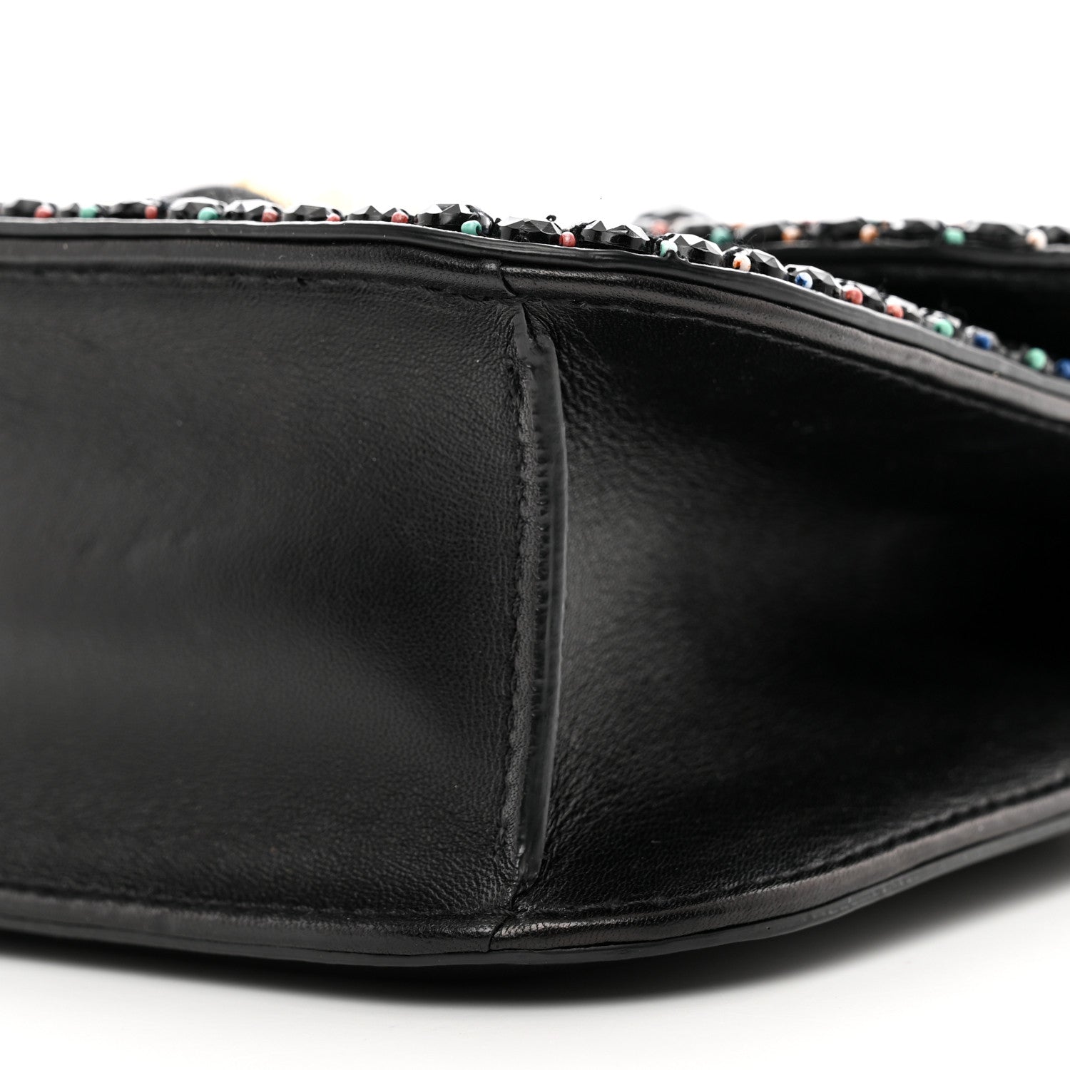 Valentino Garavani Vitello Beaded Medium Glam Lock Rockstud Flap Black 9 of 13