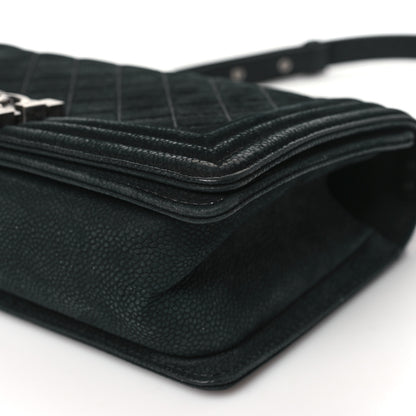 Chanel Bullskin Suede Caviar Quilted Medium Boy Flap Black 10 of 11