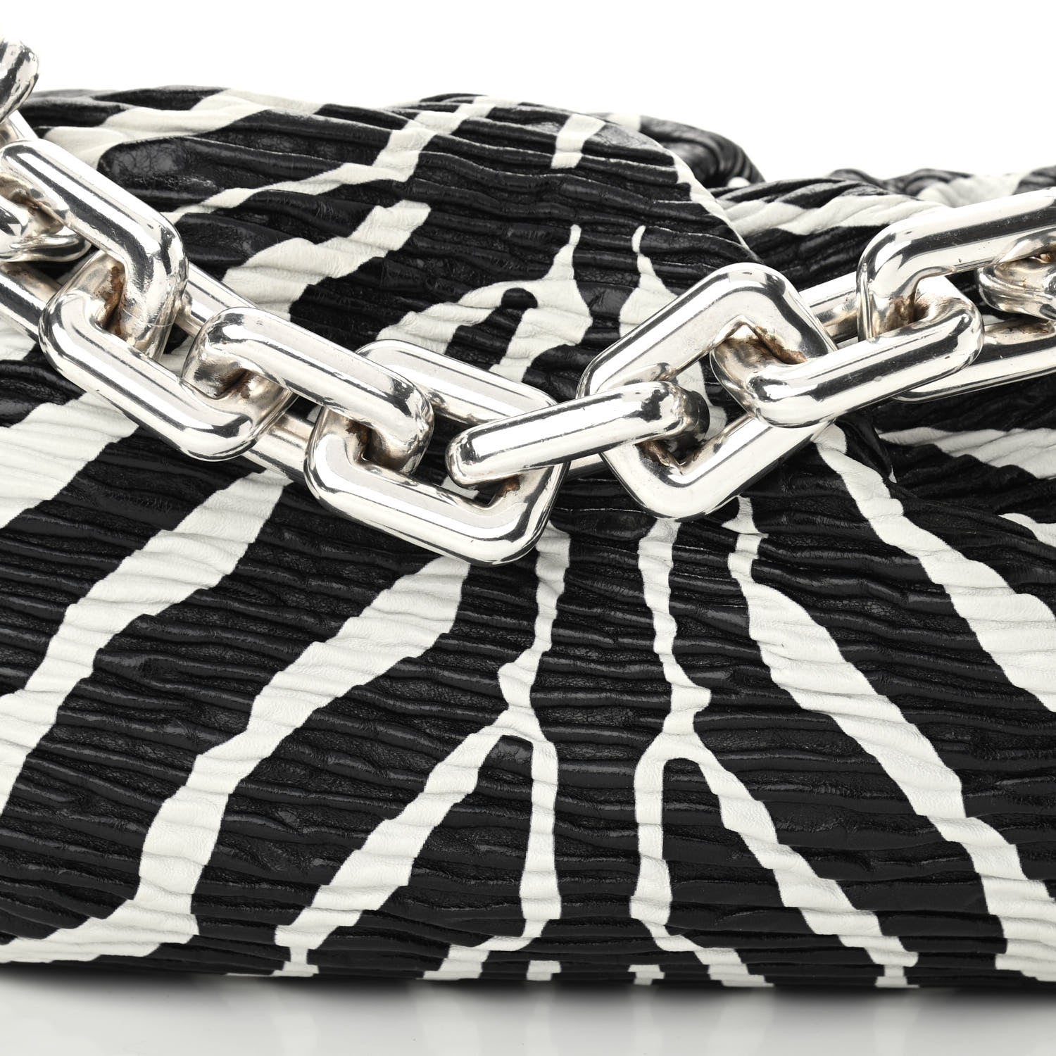 Bottega Veneta Nappa Zebra Print The Pouch Oversized Clutch White Black 8 of 10