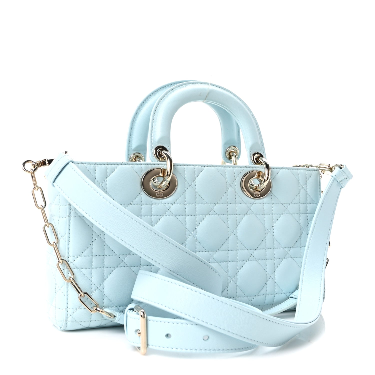 Christian Dior Calfskin Cannage Medium Lady D-Joy Placid Blue 2 of 8