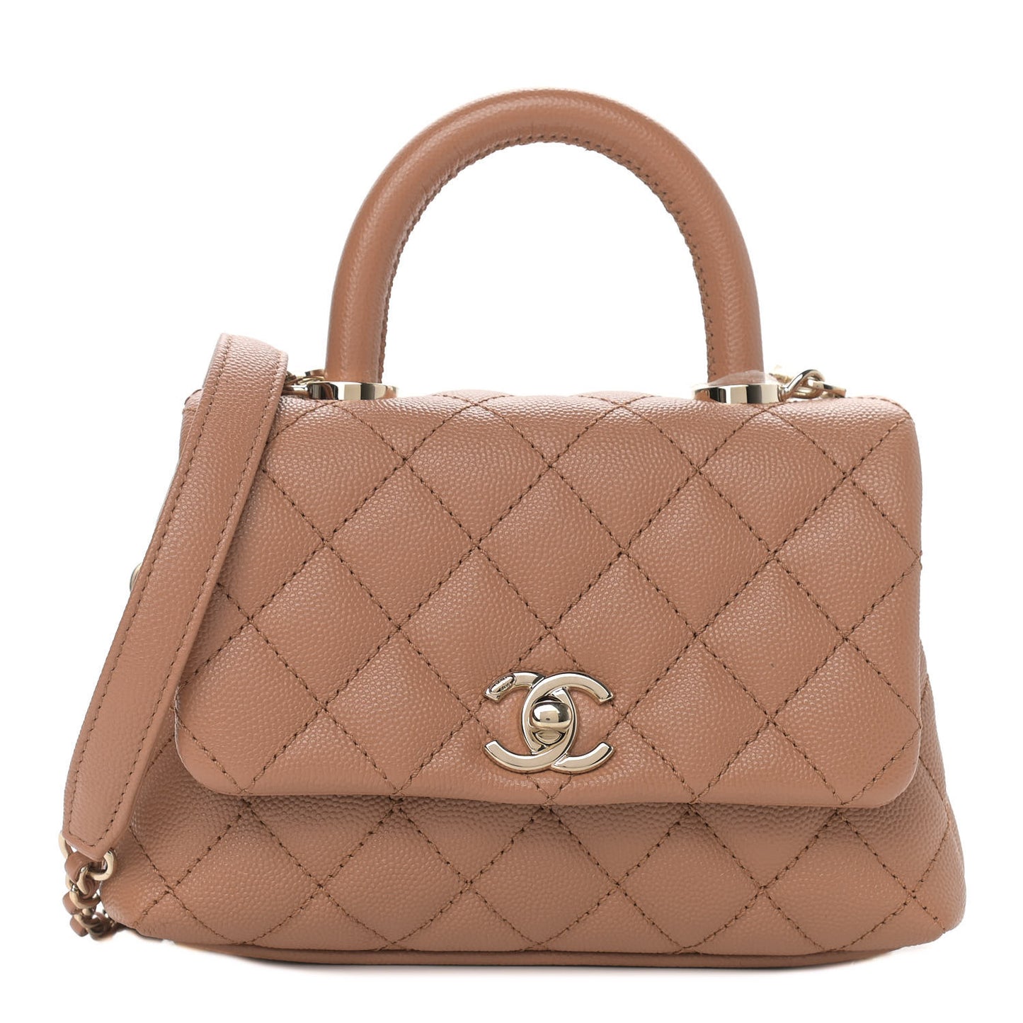 Caviar Quilted Extra Mini Coco Handle Flap Brown
