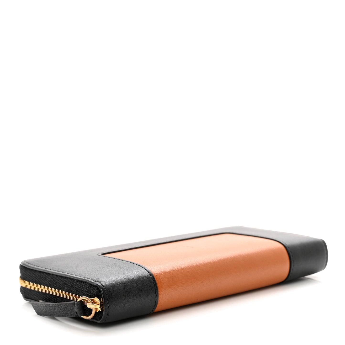 Silky Calfskin Colorblock 12 Card Zip Around Wallet Nutmeg