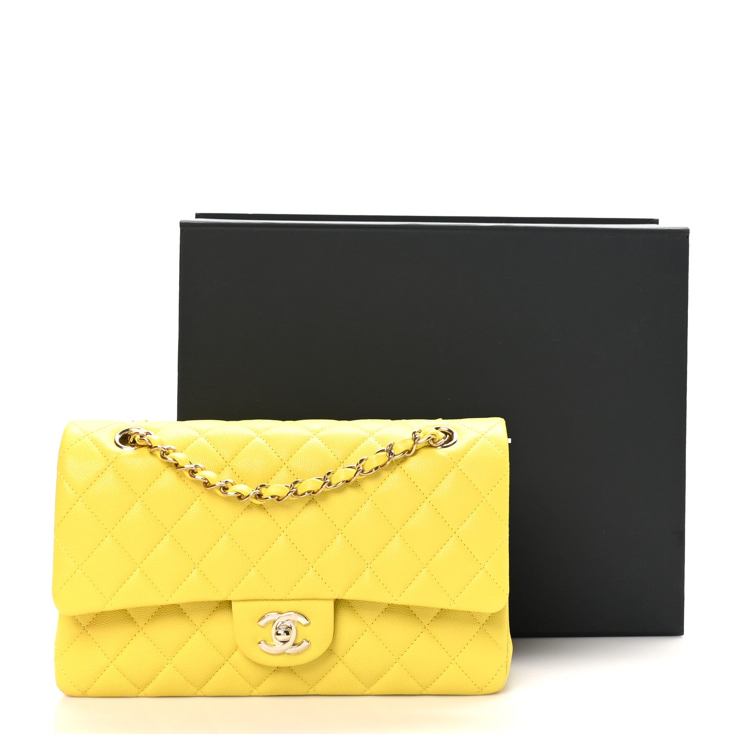 Chanel Caviar Quilted Medium Double Flap Yellow 11 of 11