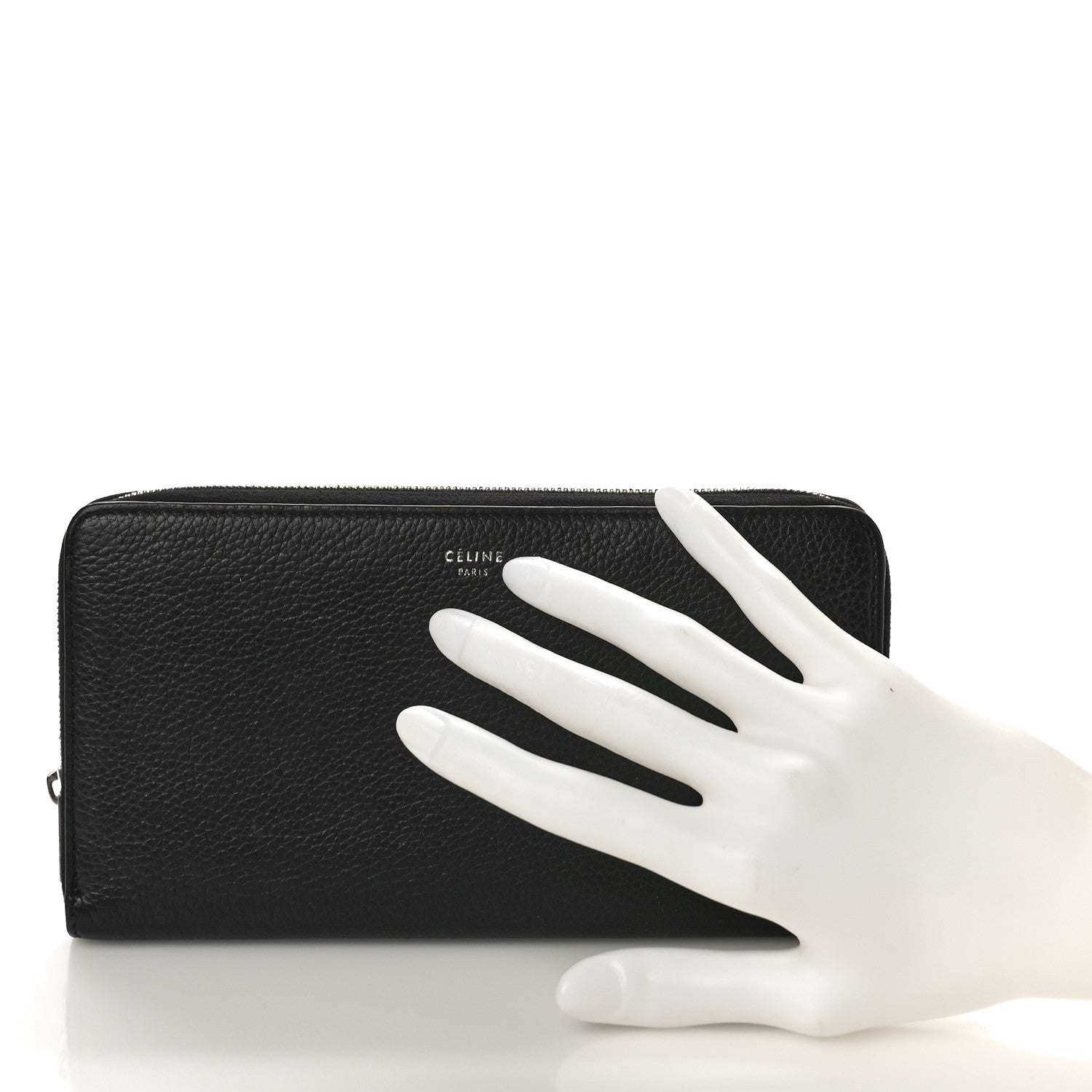 Celine Calfskin Large Zip Around Multifunction Wallet Black Citron 2 of 8