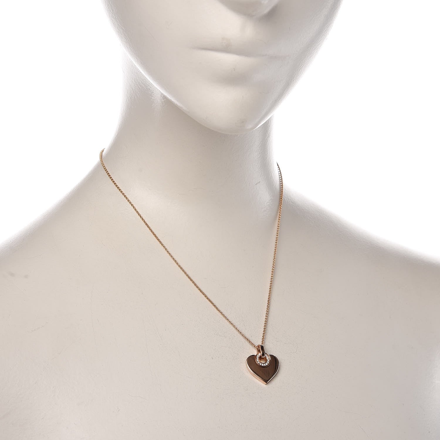 Bulgari 18K Rose Gold Diamond BVLGARI BVLGARI Cuore Pendant Necklace 2 of 7