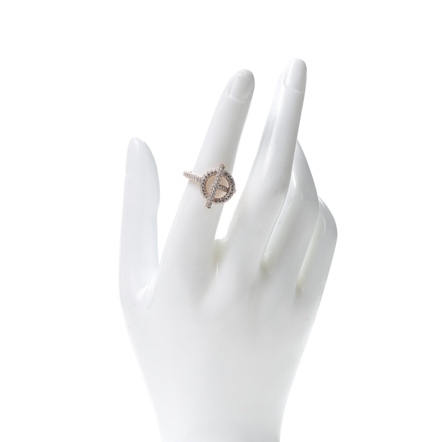 18K Rose Gold Diamond PM Echappee Full Pave Ring 52 6