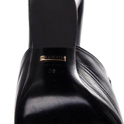Gucci Malaga Kid Horsebit Princetown High Heel Mules 38 Black 9 of 11