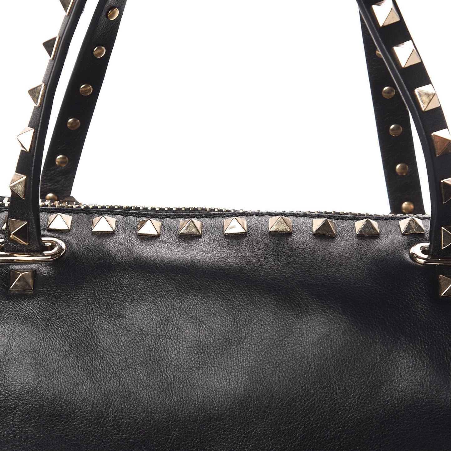 Calfskin Rockstud Satchel Black