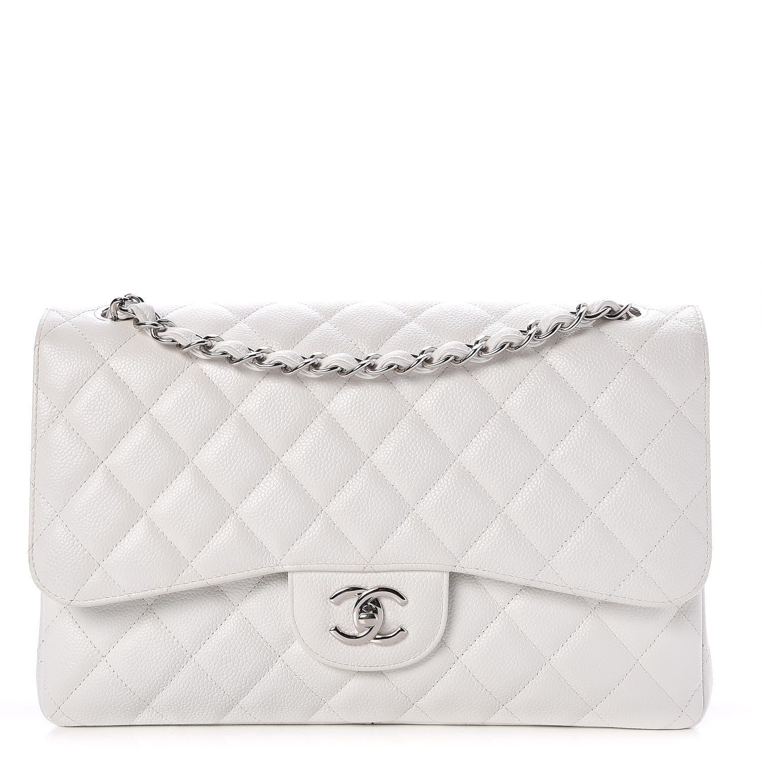 Chanel Caviar Quilted Jumbo Double Flap White 1 of 7