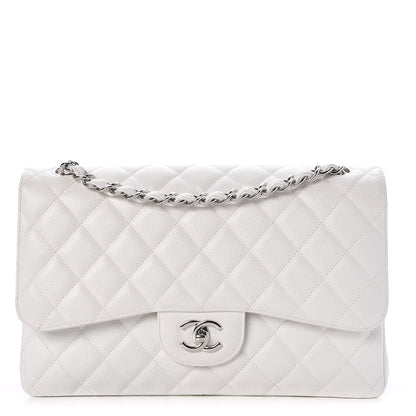 Chanel Caviar Quilted Jumbo Double Flap White 1 of 7
