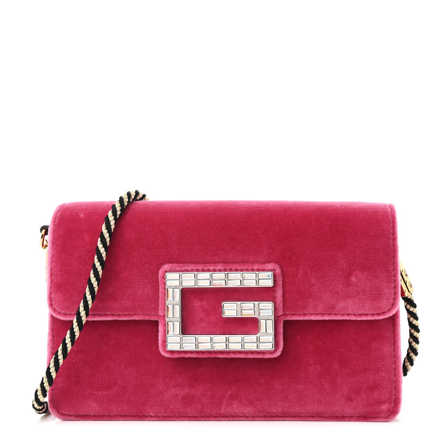 Gucci Velvet Crystal Square G Shoulder Bag Light Raspberry Rose 1 of 12