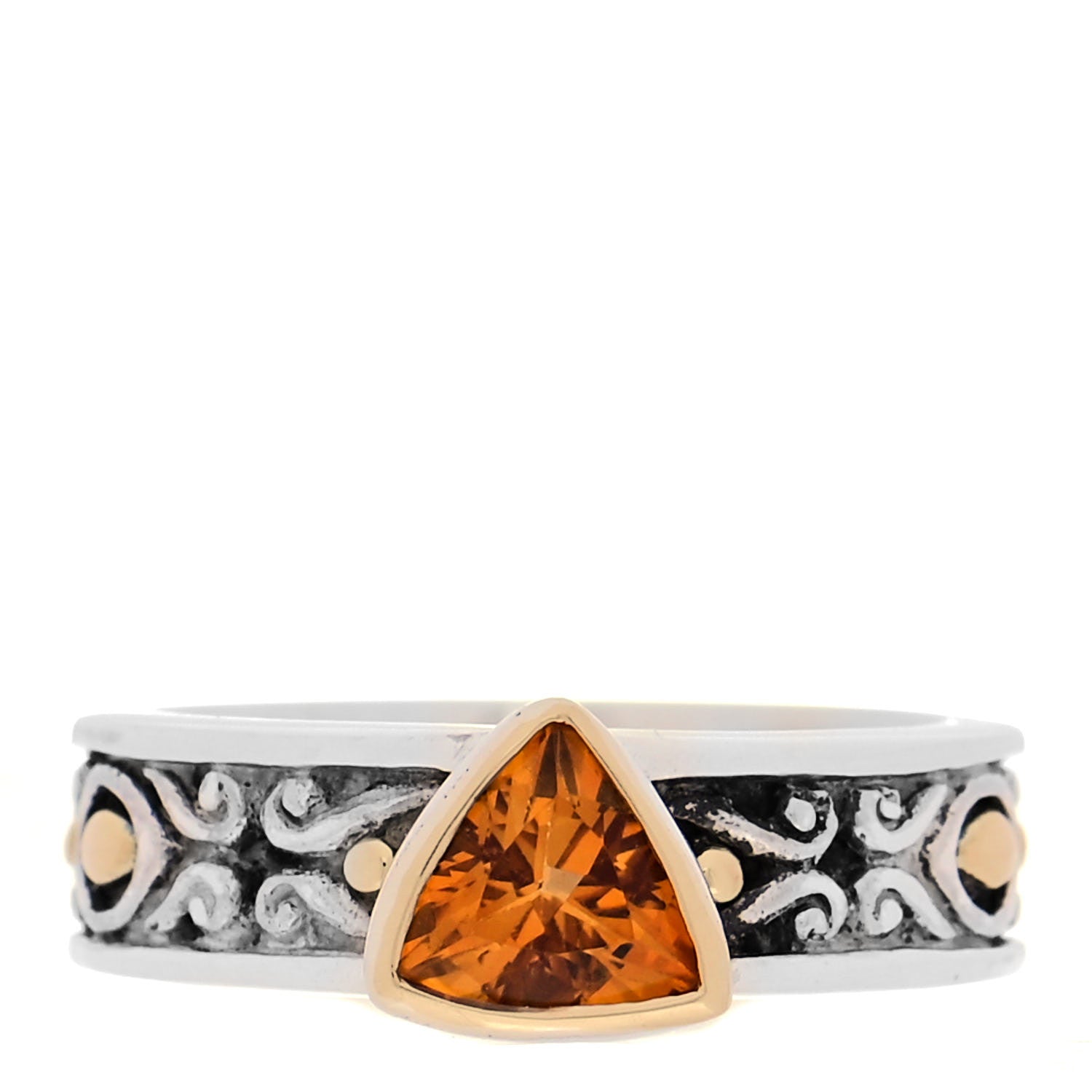 John Hardy Sterling Silver 18K Yellow Gold Citrine Jaisalmer Ring 53 6.25 1 of 5