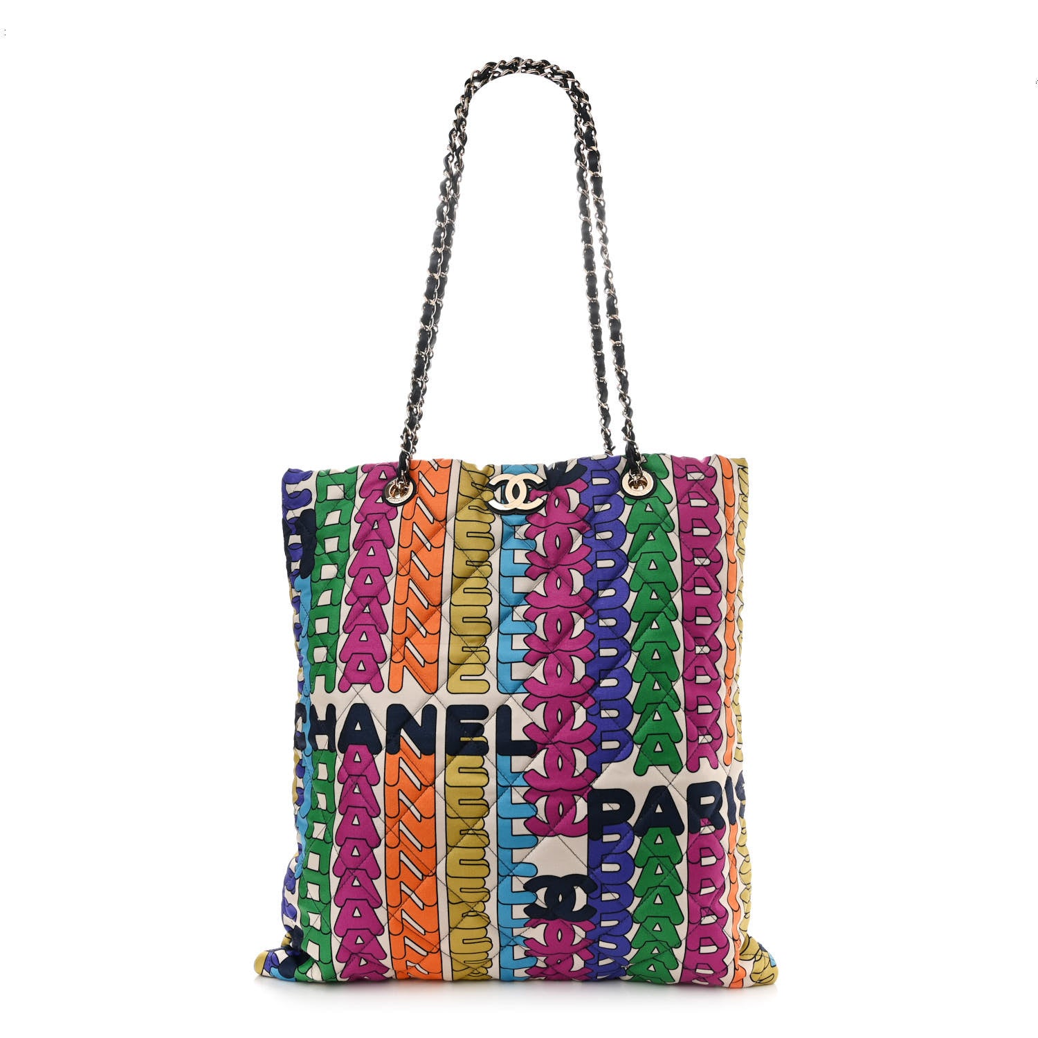Chanel Printed Fabric Quilted Logo Large Shopping Tote Multicolor 1 of 10