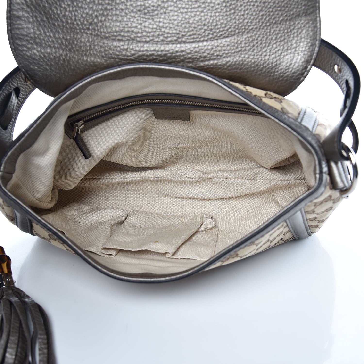 Gucci Monogram Medium Techno Horsebit Shoulder Flap Bag Pewter 5 of 8