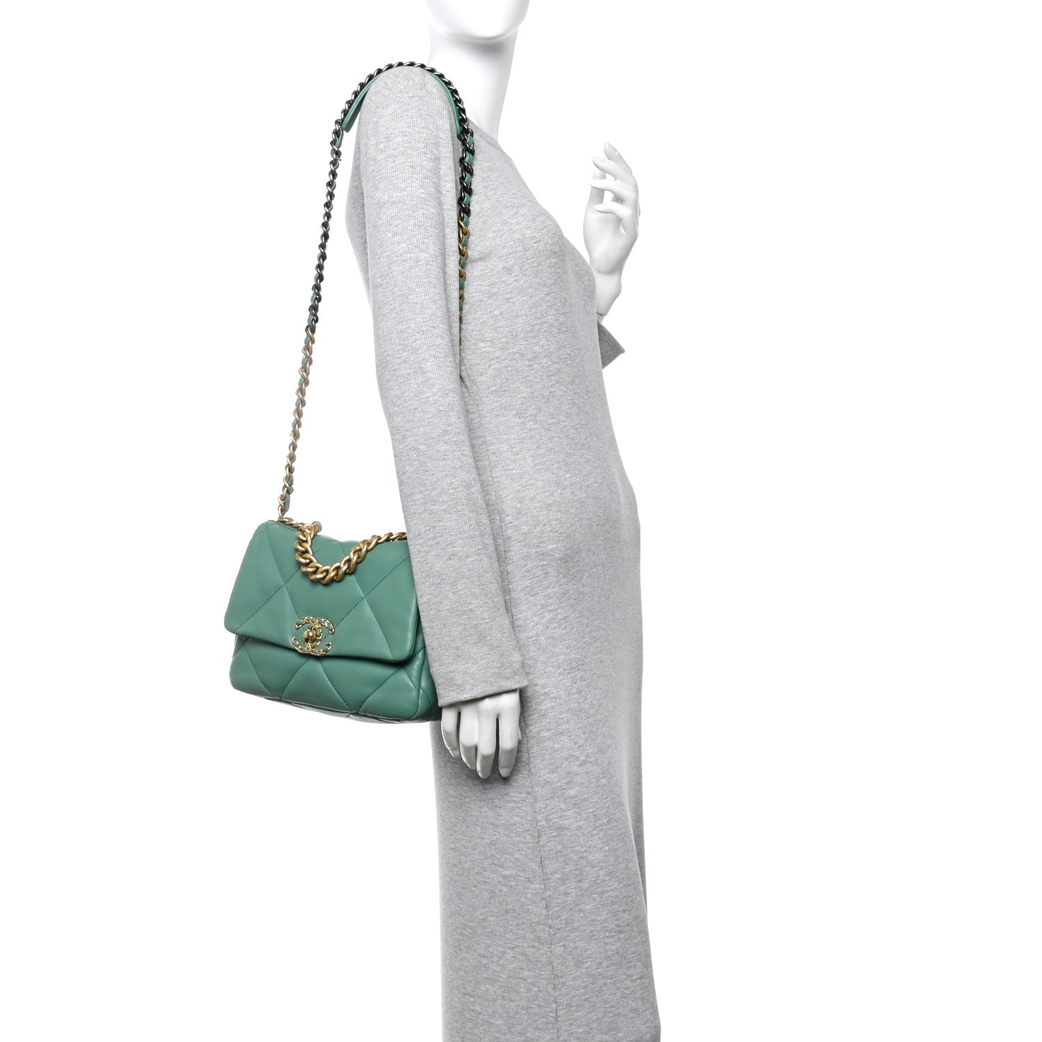 Chanel Lambskin Quilted Medium Chanel 19 Flap Green 2 of 10