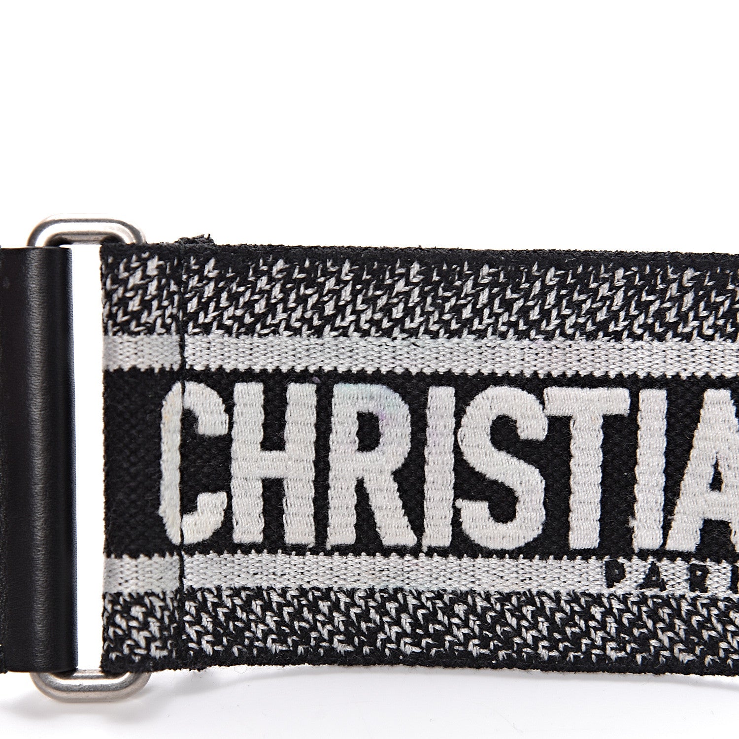 Christian Dior Canvas Embroidered Shoulder Strap Black White 10 of 11