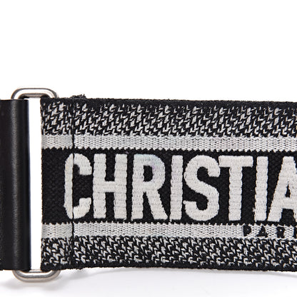 Christian Dior Canvas Embroidered Shoulder Strap Black White 10 of 11