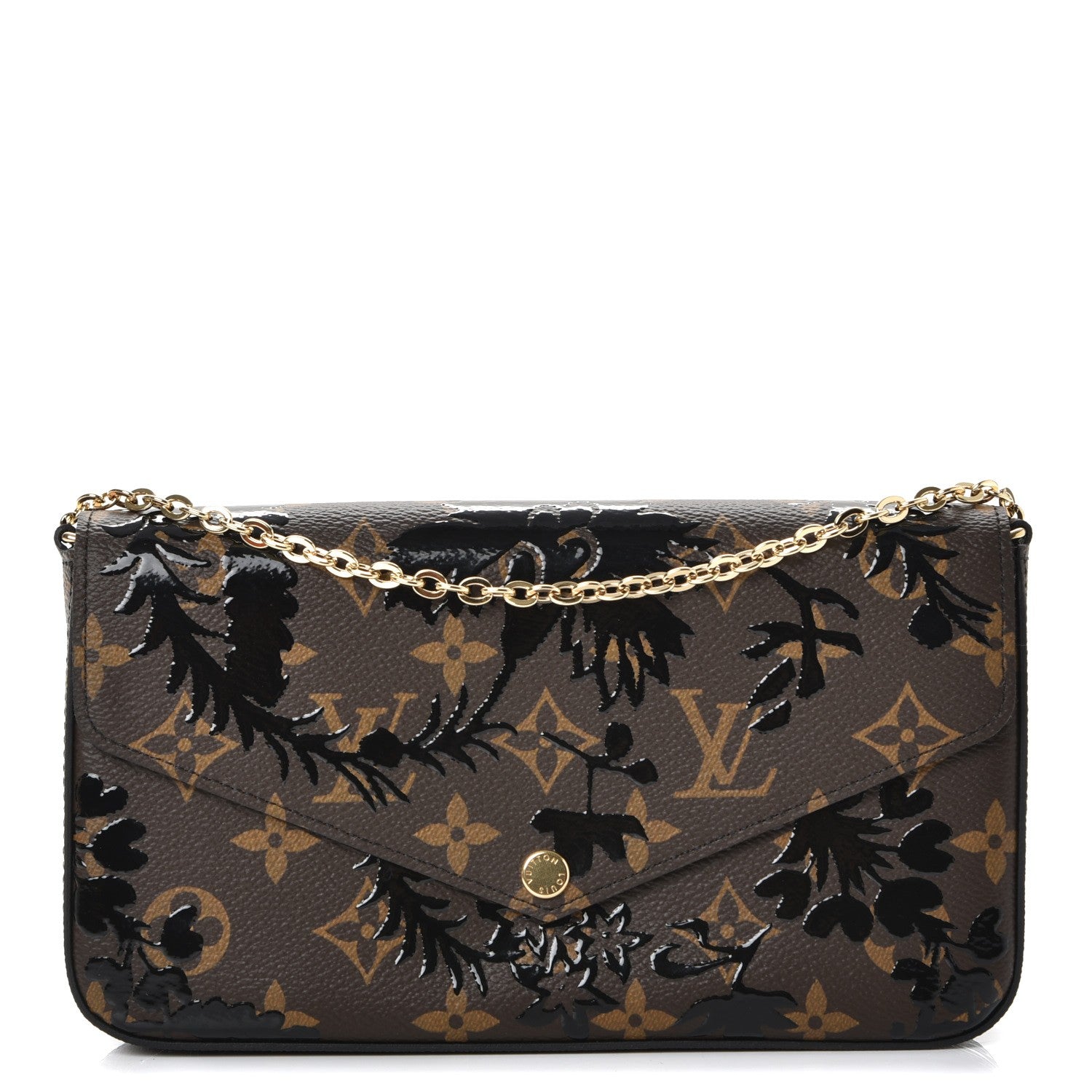 Louis Vuitton Monogram Blossom Pochette Felicie Chain Wallet Black 1 of 8