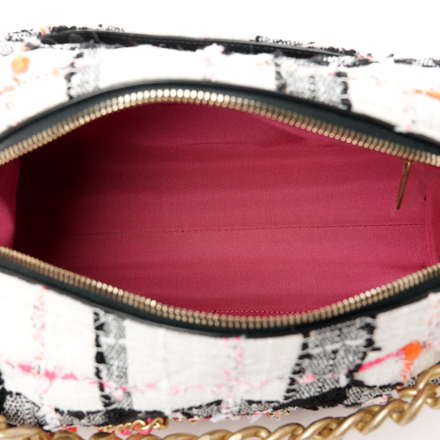 Tweed Calfskin Signe Hobo Coral White Black