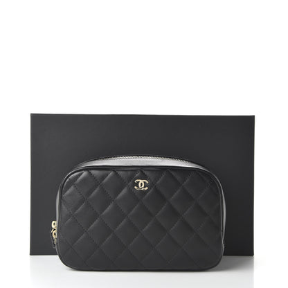 Chanel Lambskin Quilted Medium Curvy Pouch Cosmetic Case Black 11 of 11