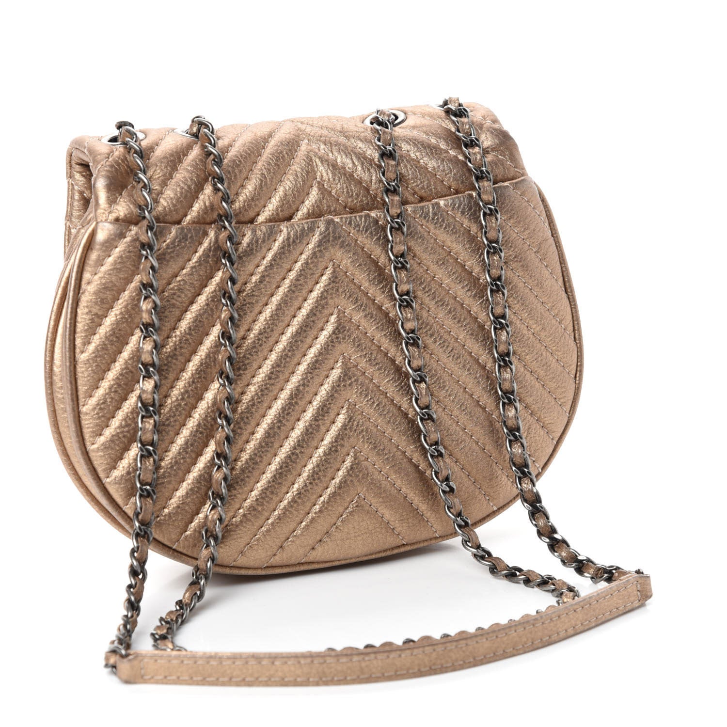 Chanel Metallic Aged Calfskin Chevron Small Bubble CC Flap Gold 3 of 11