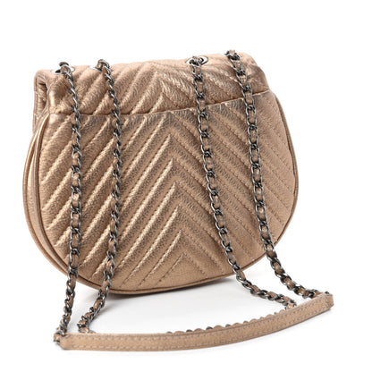 Chanel Metallic Aged Calfskin Chevron Small Bubble CC Flap Gold 3 of 11