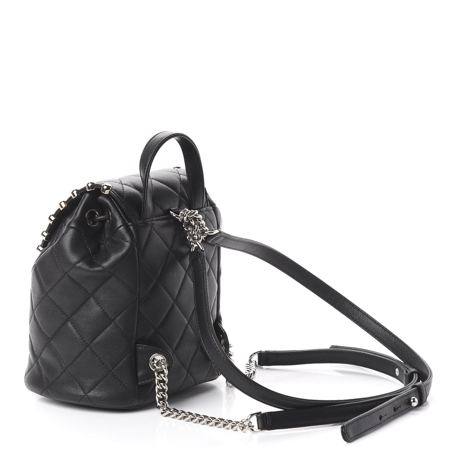 Chanel Lambskin Quilted Metallic Bubble Backpack Black 2 of 9