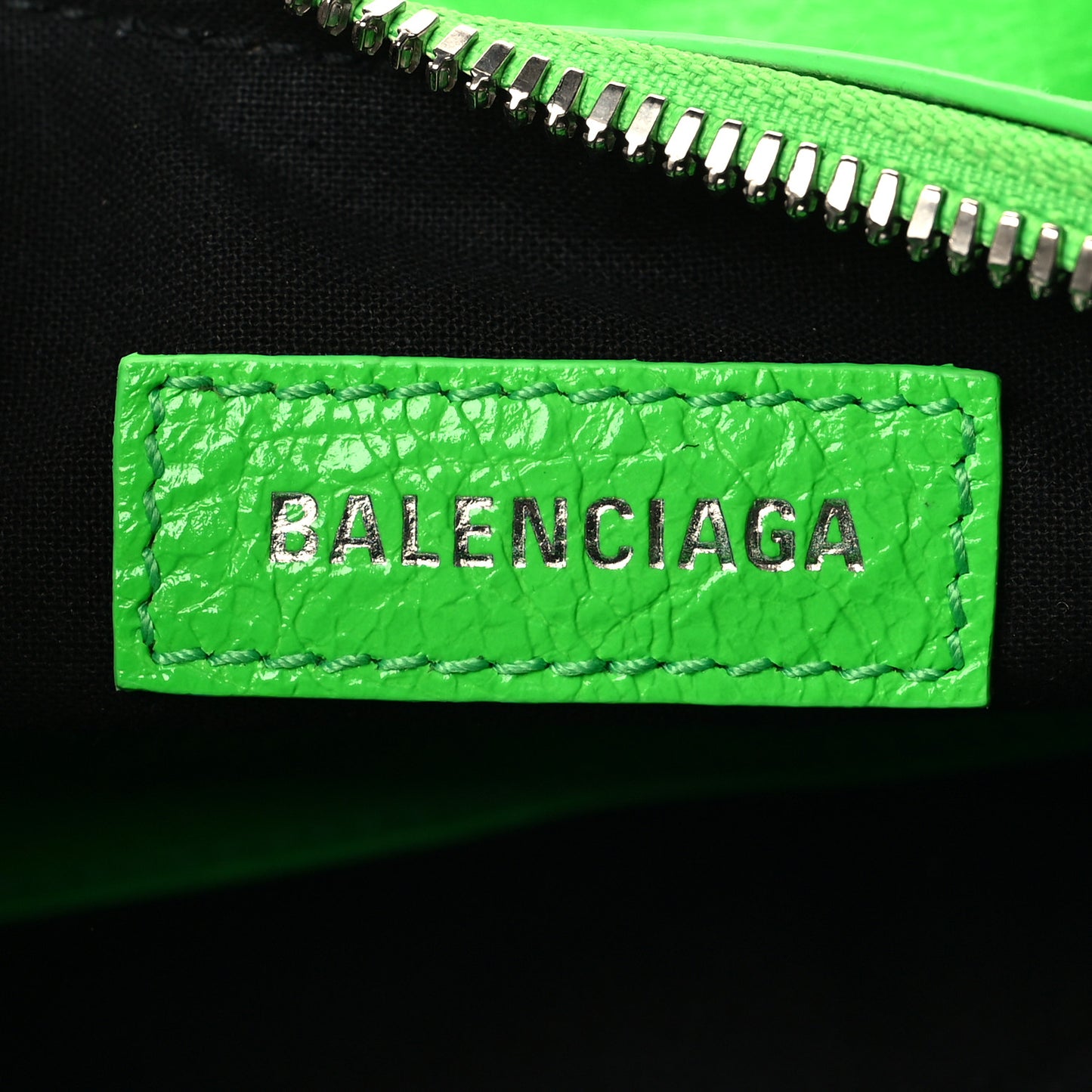 Agneau Arena Crystal Le Cagole Shoulder Bag XS Fluo Green