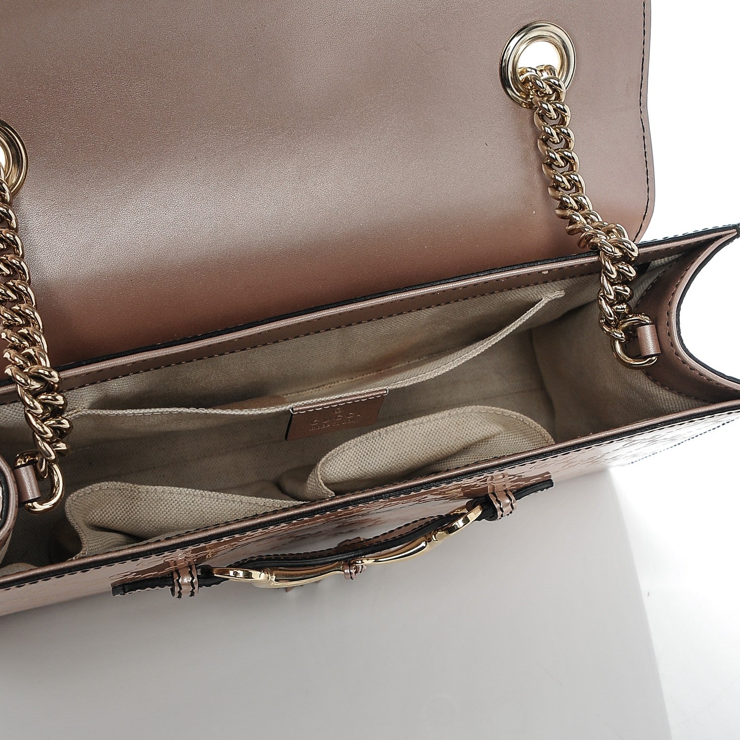 Gucci Shine Guccissima Medium Emily Chain Shoulder Bag Dark Cipria 5 of 6