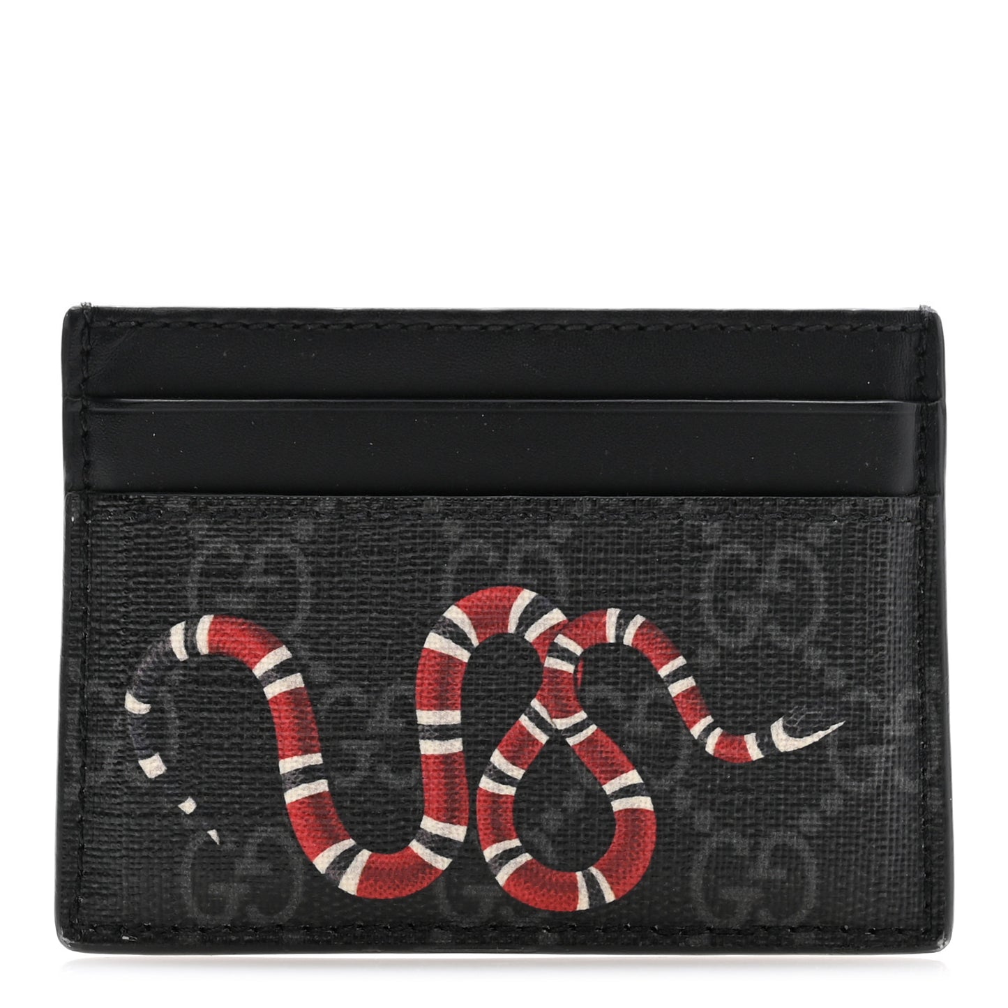 GG Supreme Monogram Kingsnake Card Holder Black Grey