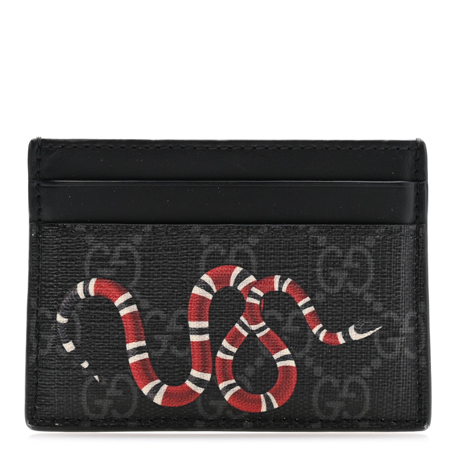Gucci GG Supreme Monogram Kingsnake Card Holder Black Grey 1 of 9