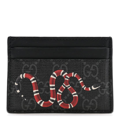 Gucci GG Supreme Monogram Kingsnake Card Holder Black Grey 1 of 9