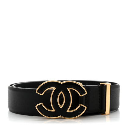 Chanel Calfskin Metal Enamel CC Belt 75 30 Black Golden 1 of 5