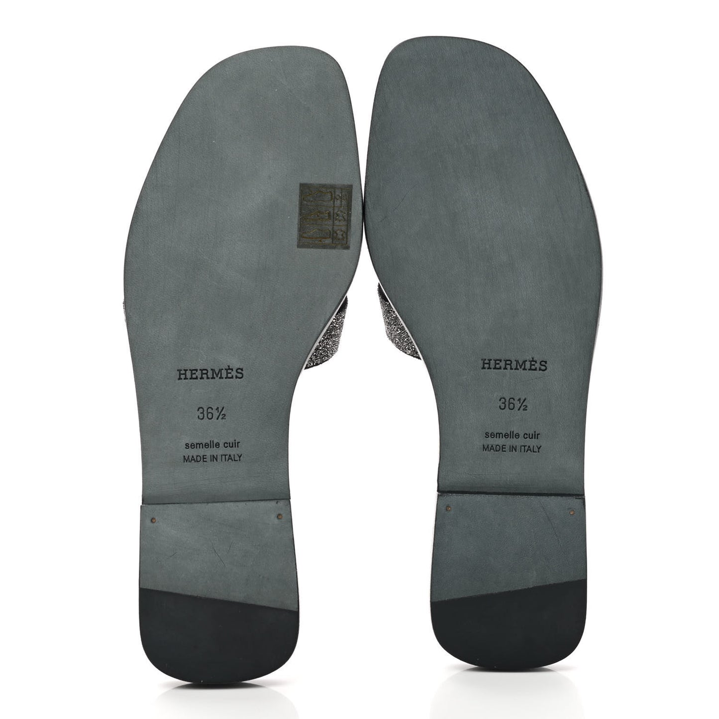 Velvet Goatskin Crystal Beads Oran Sandals 36.5 Gris Argente Black