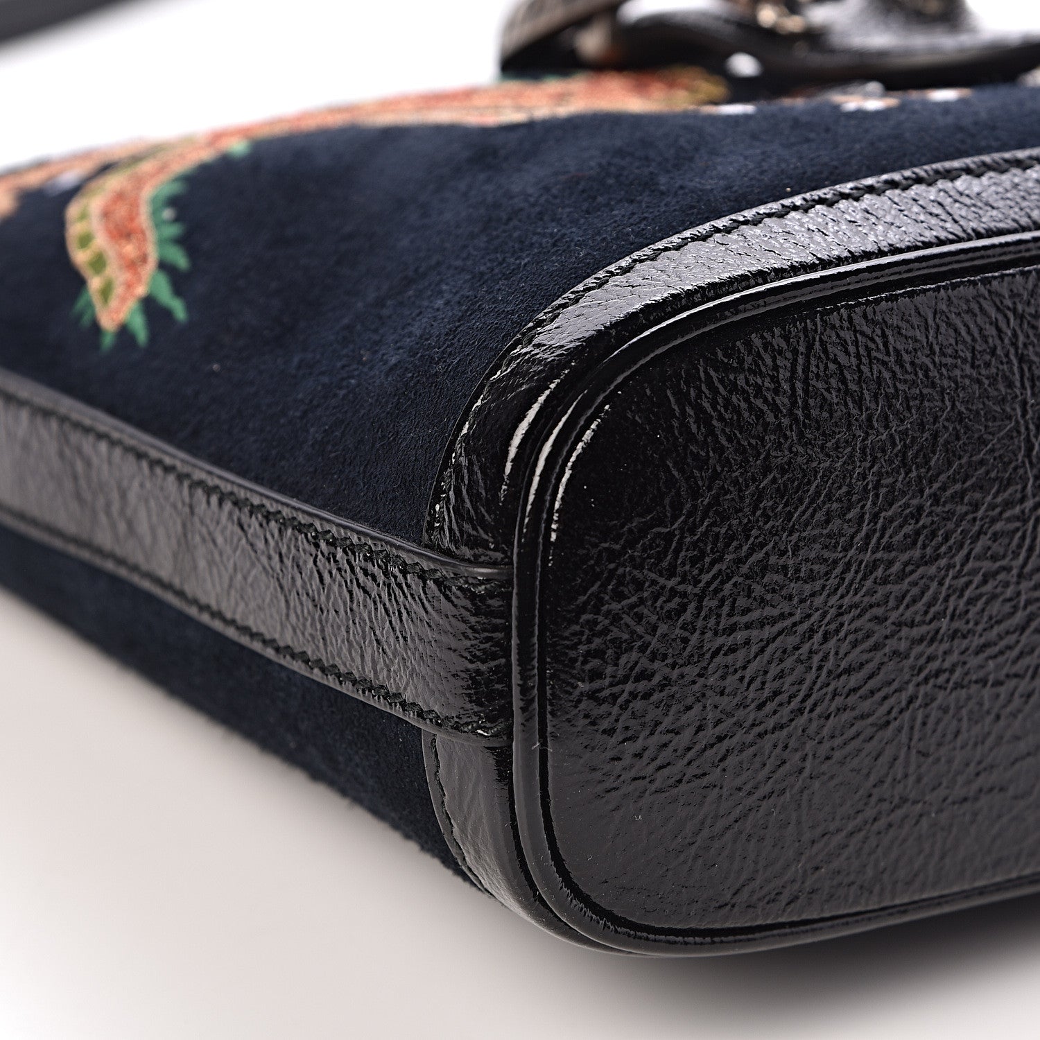 Gucci Suede Patent Dragon Embroidered Medium Dionysus Bucket Bag Dark Blue 8 of 10