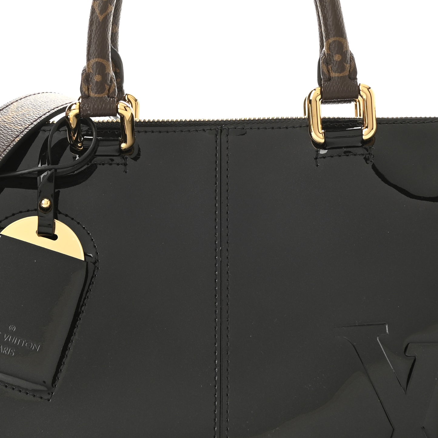 Patent Calfskin Miroir Tote Black