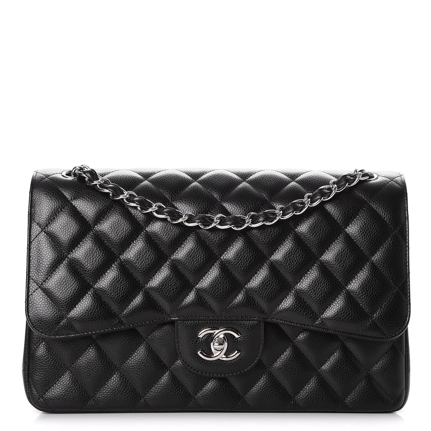 Caviar Quilted Jumbo Double Flap Black