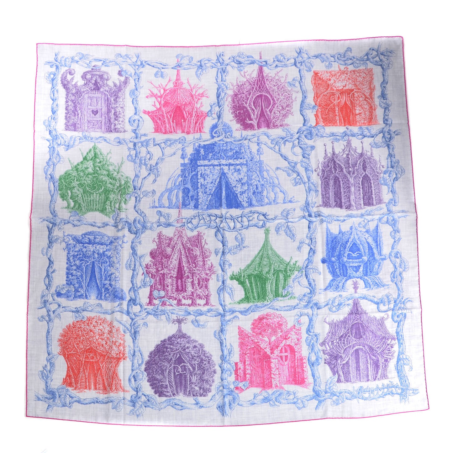 Cashmere Silk Les Cabanes Shawl 140 Gris Chine Bleu Violet