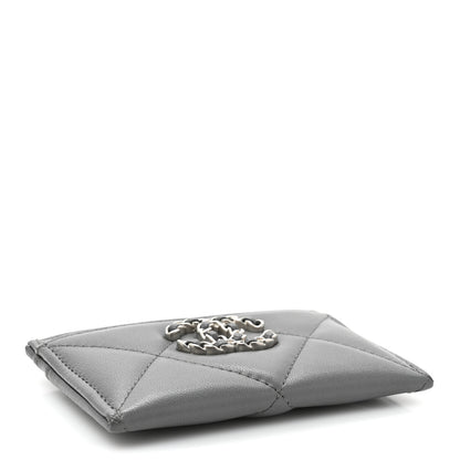 Chanel Lambskin Quilted Chanel 19 Card Holder Grey 4 of 13