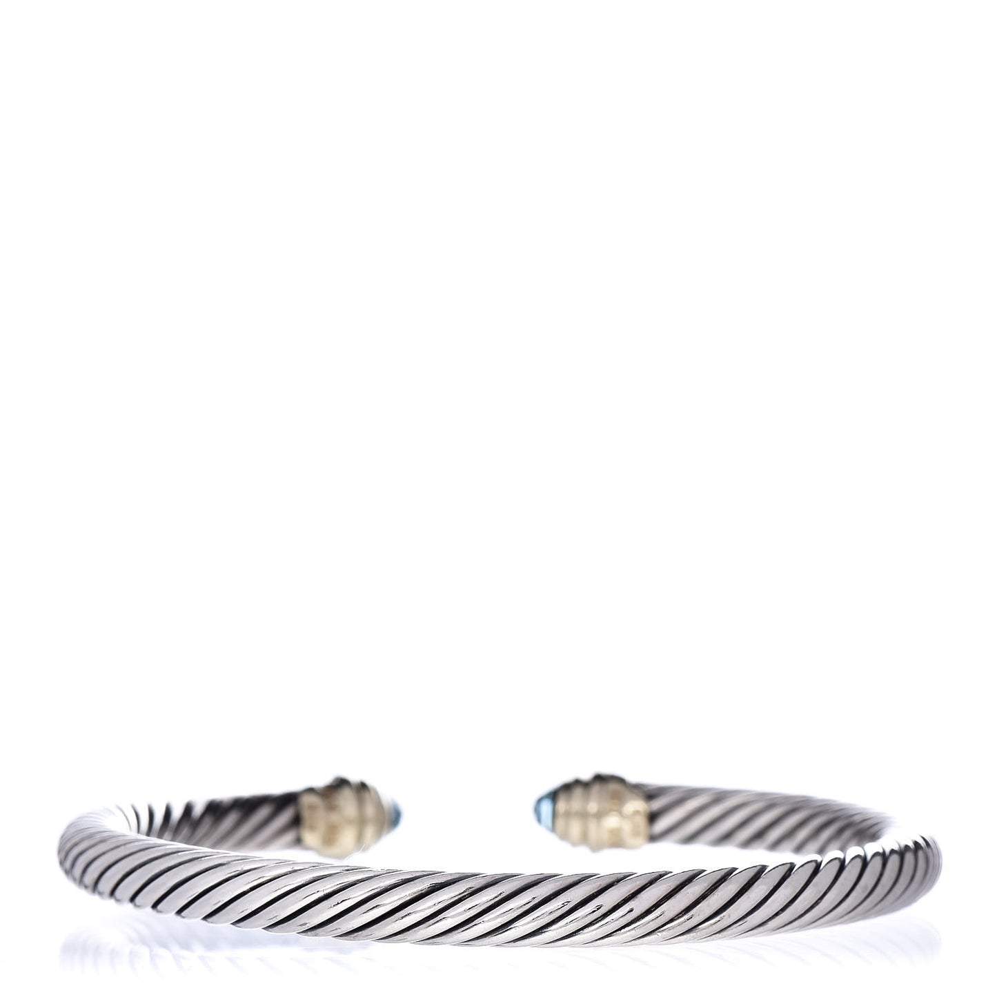 Sterling Silver 14K Yellow Gold Blue Topaz 5mm Cable Classics Petite Color Bracelet