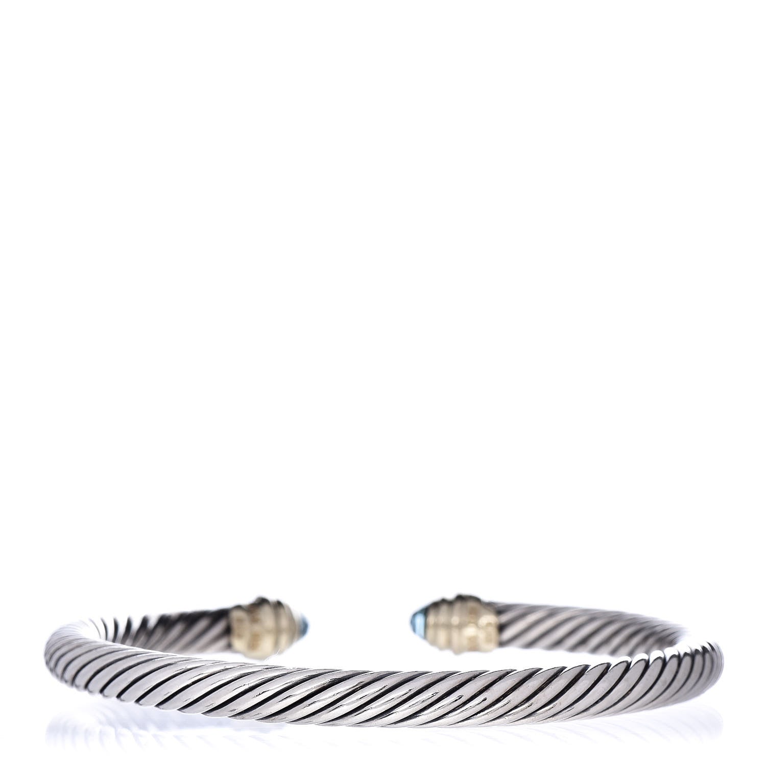David Yurman Sterling Silver 14K Yellow Gold Blue Topaz 5mm Cable Classics Petite Color Bracelet 3 of 4