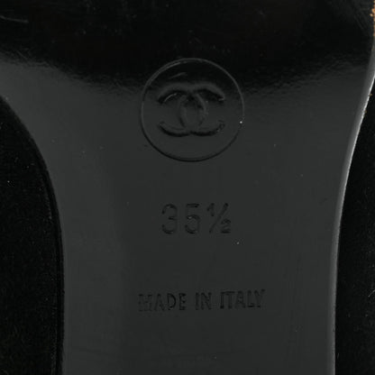 Chanel Suede CC Cap Toe Boots 35.5 Black 6 of 13