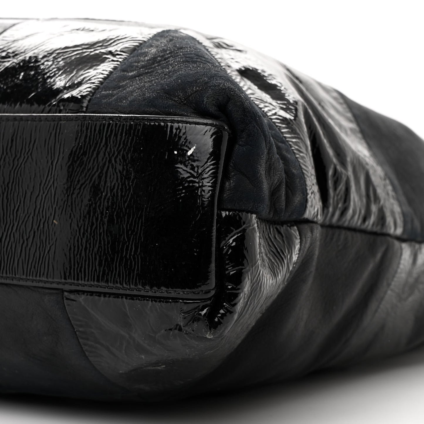 Patent Calfskin Patchwork Brooklyn Tote Black