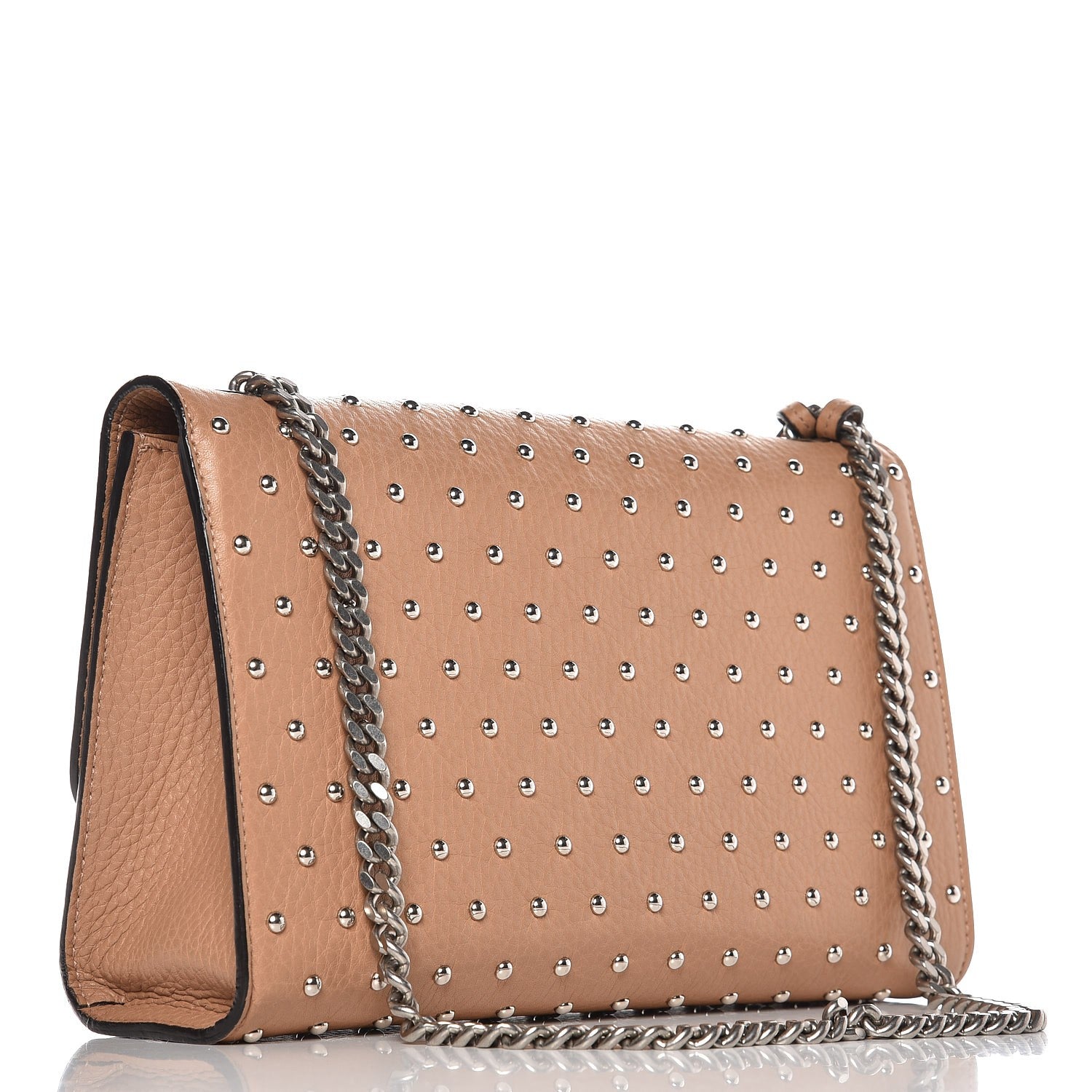 Gucci Calfskin Studded Medium Miss Bamboo Shoulder Bag Camelia 3 of 7